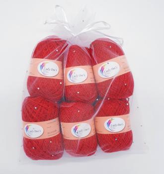 6 x Weihnachtsstern mit Salsa Red  Glitzer (132) - 300g (Fädigkeit nach Wahl)