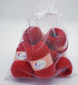 Preview: 6 x Weihnachtsstern mit Salsa Red  Glitzer (132) - 300g (Fädigkeit nach Wahl)