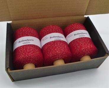 Glitzer Beilaufgarn Rot-Gold- 3000m - (Packung)