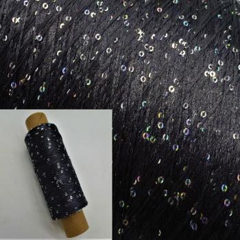 Pailletten Beilaufgarn Schwarz irisée