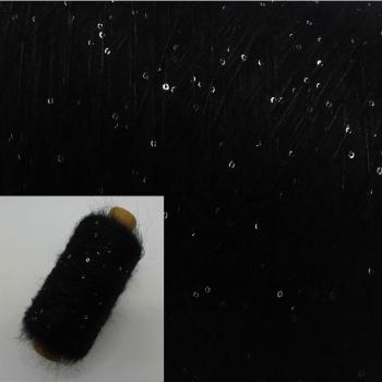 Pailletten Flausch-Beilaufgarn Tiefschwarz - 200m