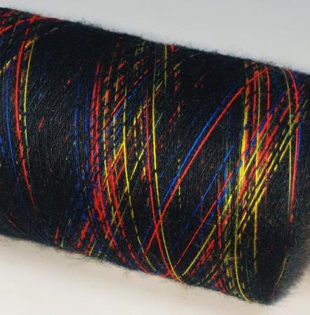 Preview: Zartes Regenbogen Beilaufgarn Multicolore-Black  - 2000m