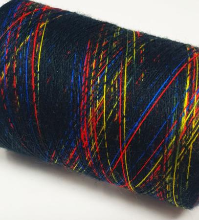 Preview: Zartes Regenbogen Beilaufgarn Multicolore-Black  - 2000m