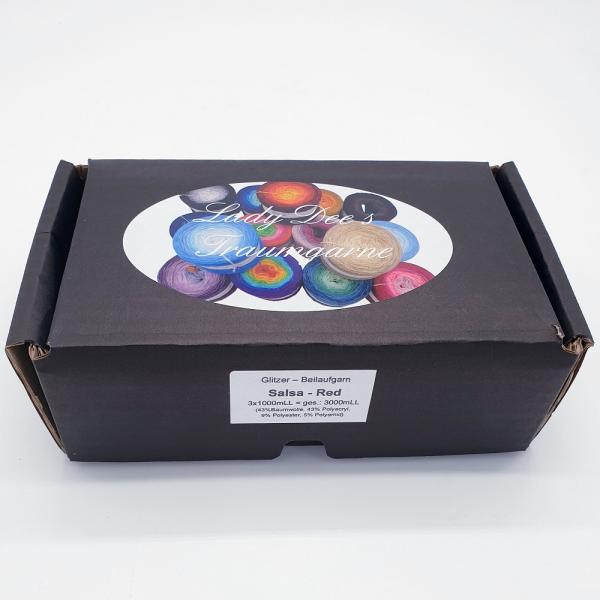 Glitzer Beilaufgarn Salsa Red-  3000m - (Packung)