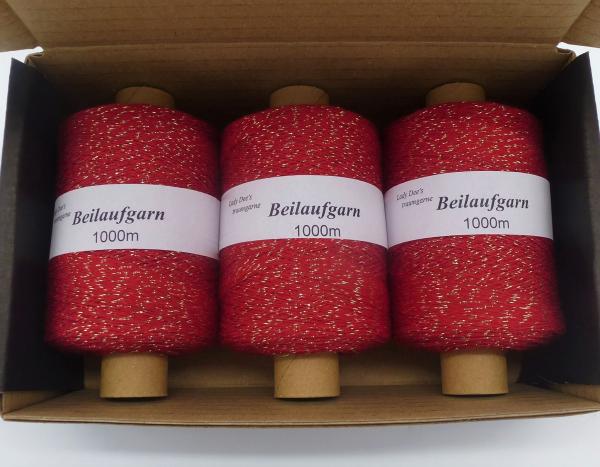 Glitzer Beilaufgarn Rot-Gold- 3000m - (Packung)