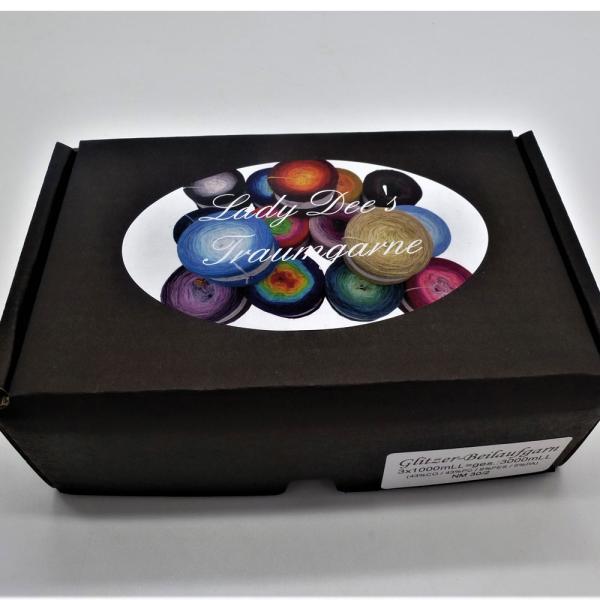 Glitzer Beilaufgarn Rot-Gold- 3000m - (Packung)