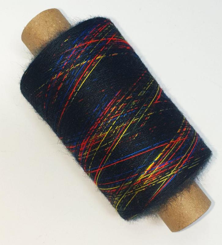 Zartes Regenbogen Beilaufgarn Multicolore-Black  - 2000m