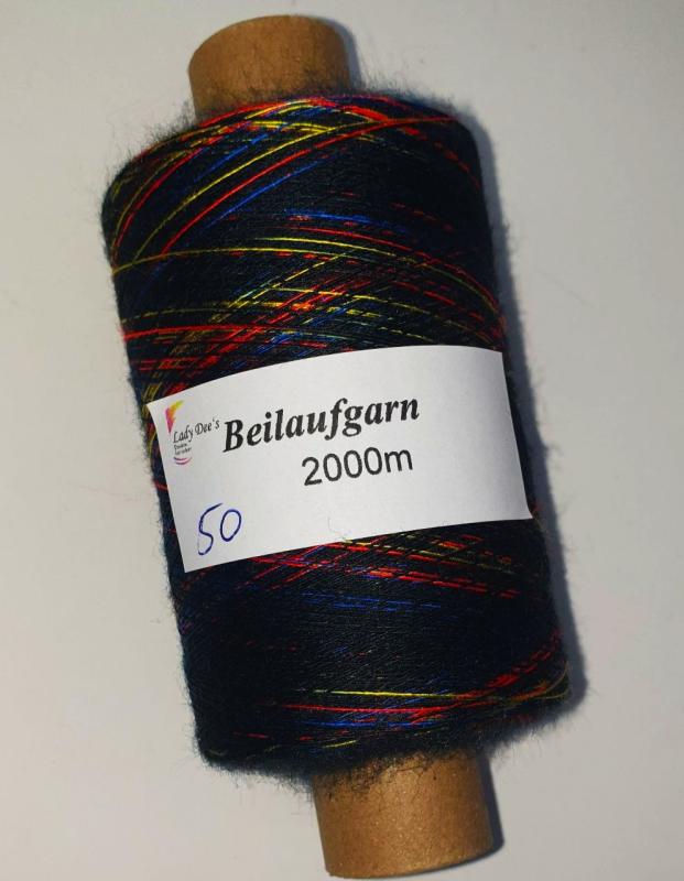 Zartes Regenbogen Beilaufgarn Multicolore-Black  - 2000m