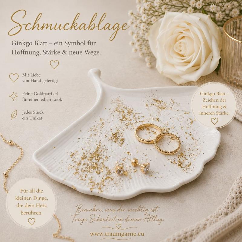 Dekoschale, Schmuckschale (Ginko-Blatt)  aus Keramik